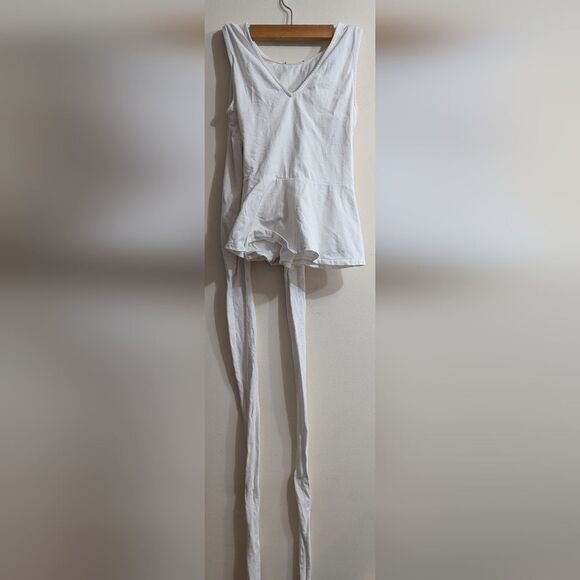 Jcrew dramatic offwhite wraparound v-neck peplum Heavy cotton tank size xs - Picture 3 of 6